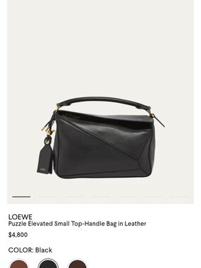 LOEWE Puzzle Elevated Small Top-Handle Bag in Black Leather